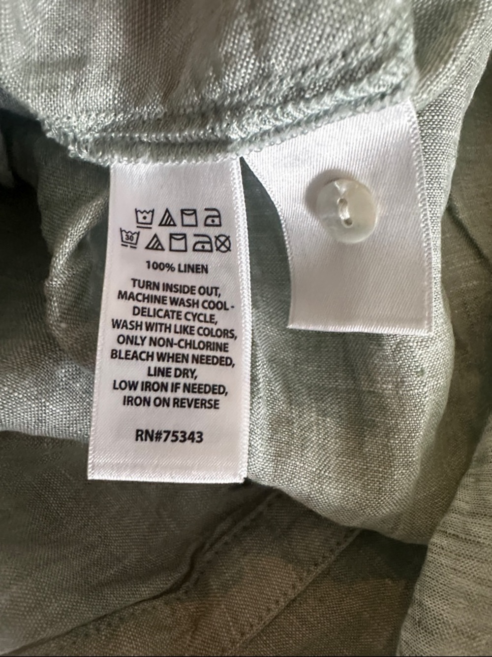 Rachel Zoe Light Sage Green Linen Button-Down Shirt - Picture 7 of 7